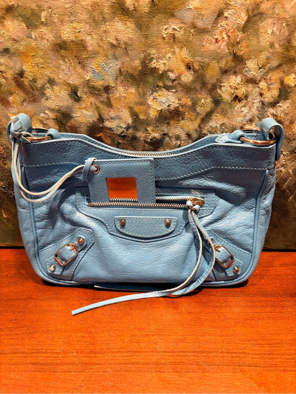 Balenciaga Light Blue Leather Crossbody Bag